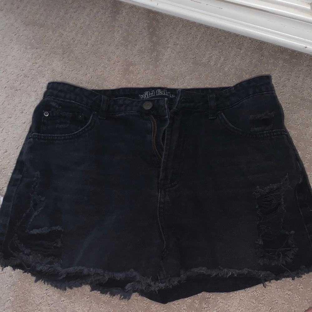 Black ripped jean shorts